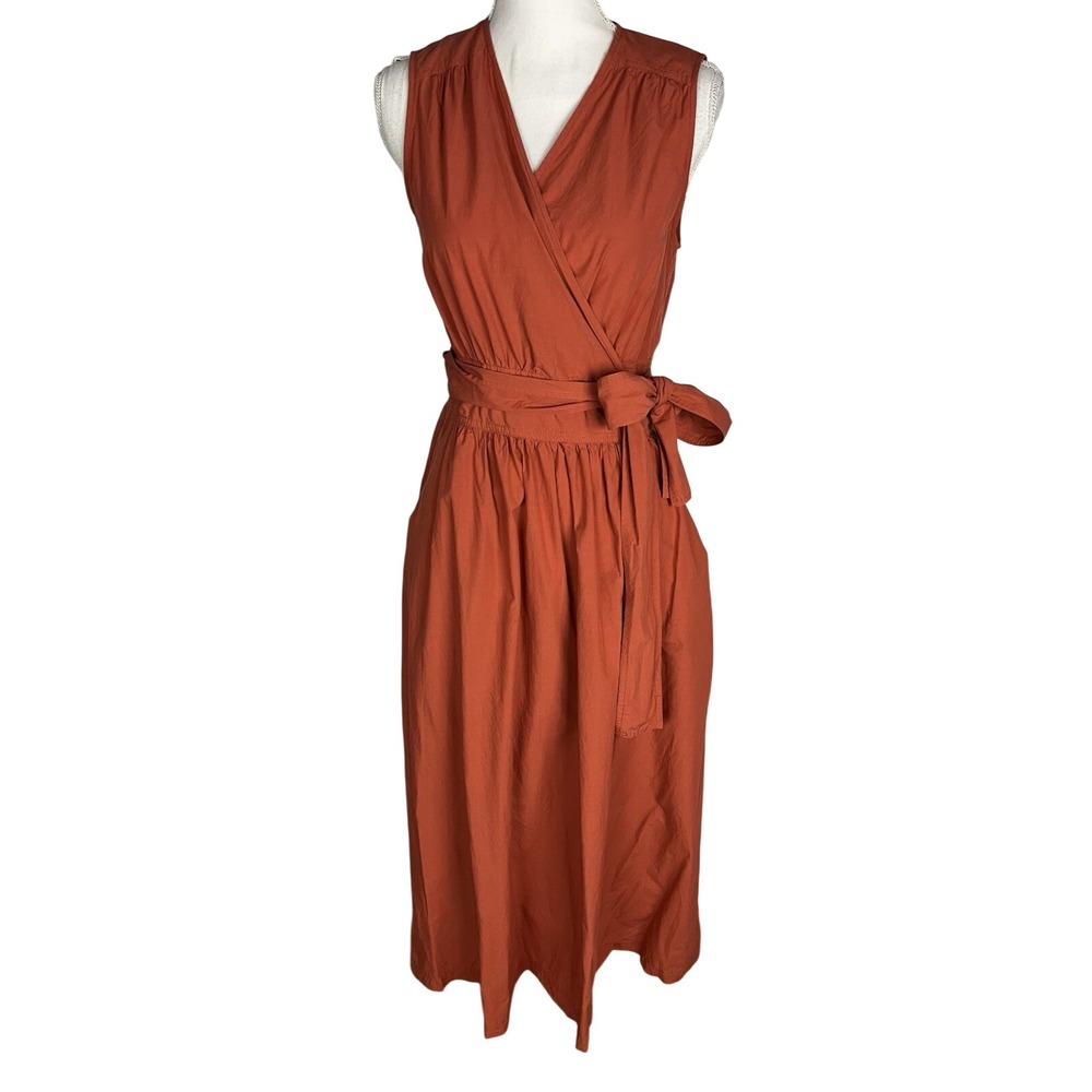 ottodame Maxi Orange wrap dress  size 8 Belted 100% Cotton